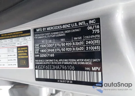 2017 Mercedes-Benz Gls 450 4Matic z USA, uszkodzony, nr VIN 4JGDF6EE3HA796106